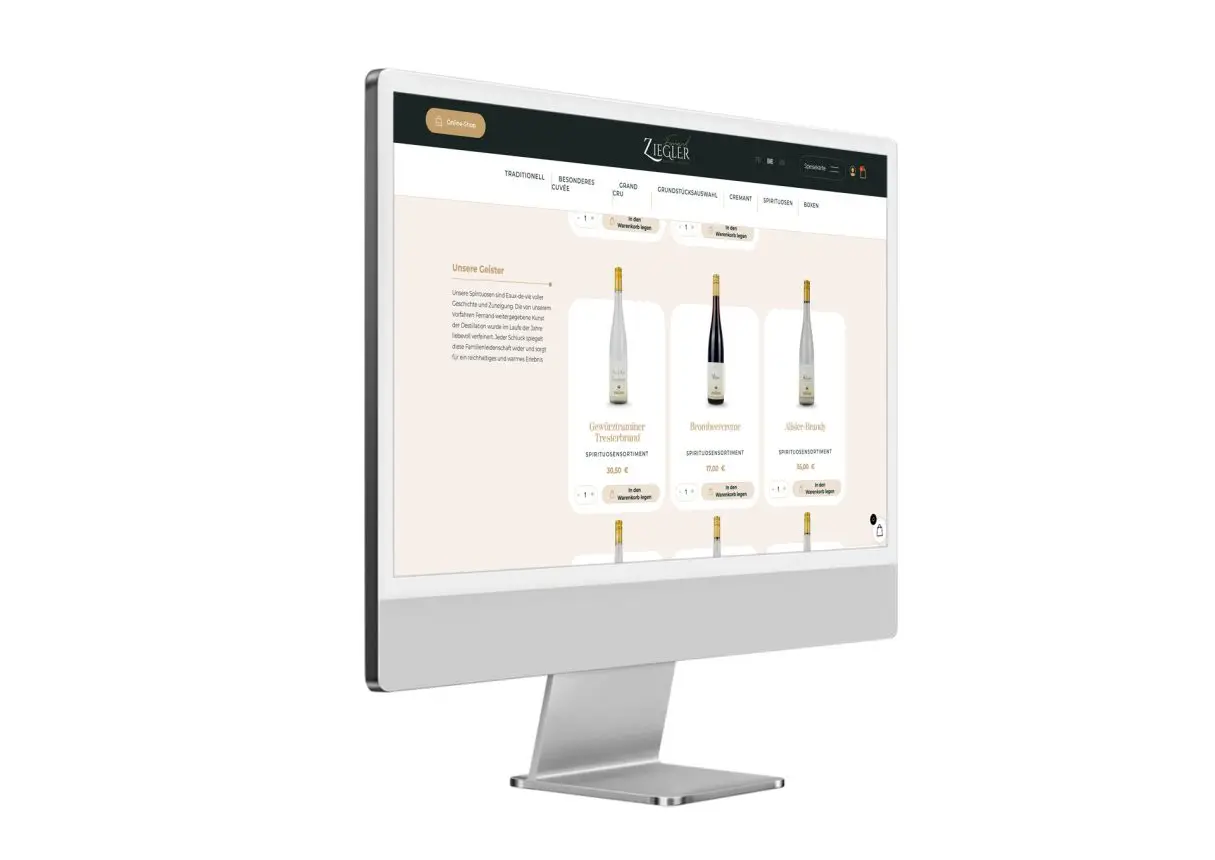 Be4 a modernisé le site et la boutique en ligne du Domaine Ziegler en Alsace, offrant une expérience fluide et optimisée.