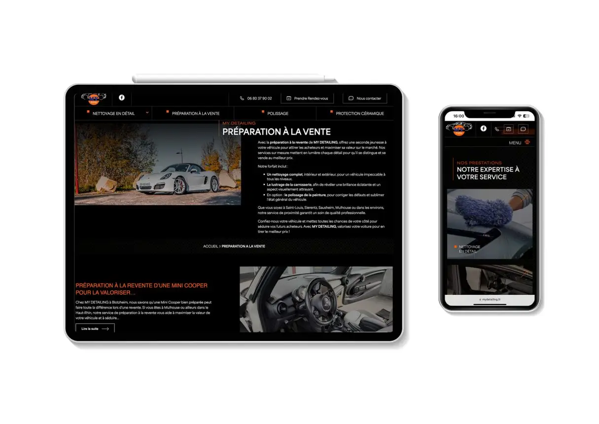 Réalisation du site internet de My Detailing - agence Be4