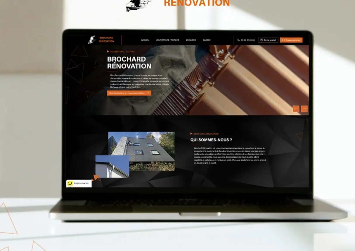Page d’accueil du site web de Brochard Rénovation, spécialiste en toiture, zinguerie et ravalement de façades en Alsace - Be4