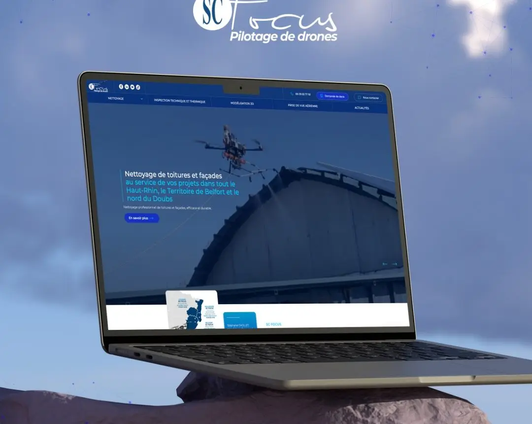 Be4 a conçu le site web de SC FOCUS, expert en nettoyage technique et inspection par drone, pour booster sa visibilité et son référencement local.